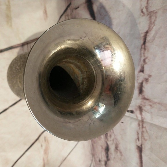 Etched flower Bud Vase Silver Color By W.G.C. India 11 inches - Picture 5 of 6